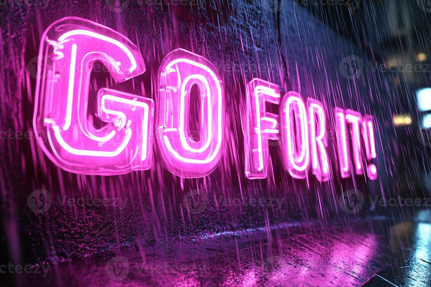 Neon Bright Sign Reads Go For It Capturing Bold Motivation photo