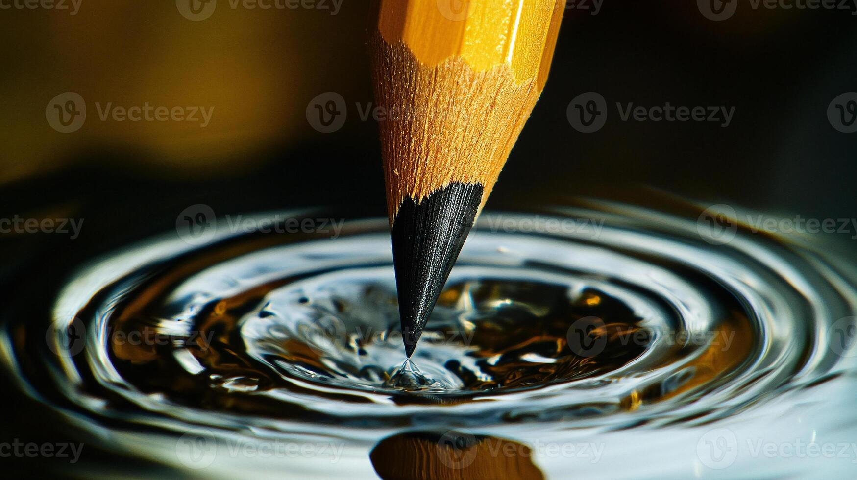 Tip of Sharp Pencil Submerging Under Water Close Up photo