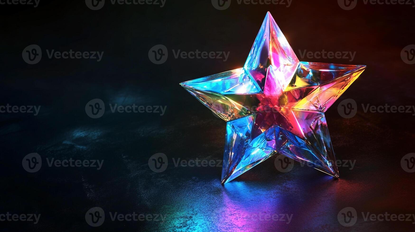 Translucent 3D Star Reflecting Shiny Colorful Lights photo