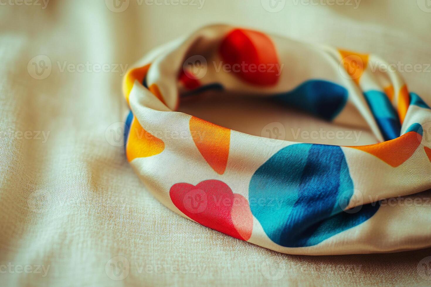 Vintage Silk Headband with Colorful Design photo