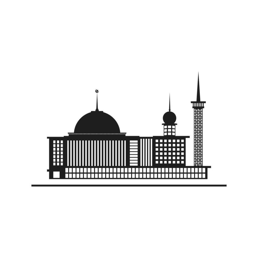 iconic jakarta mosque landmark silhouette vector