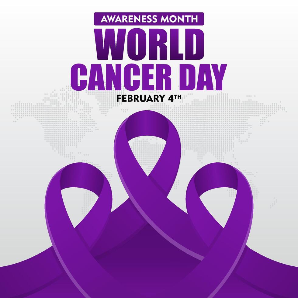 world cancer day background with purple ribbon Design for World Cancer Day 4 February vector