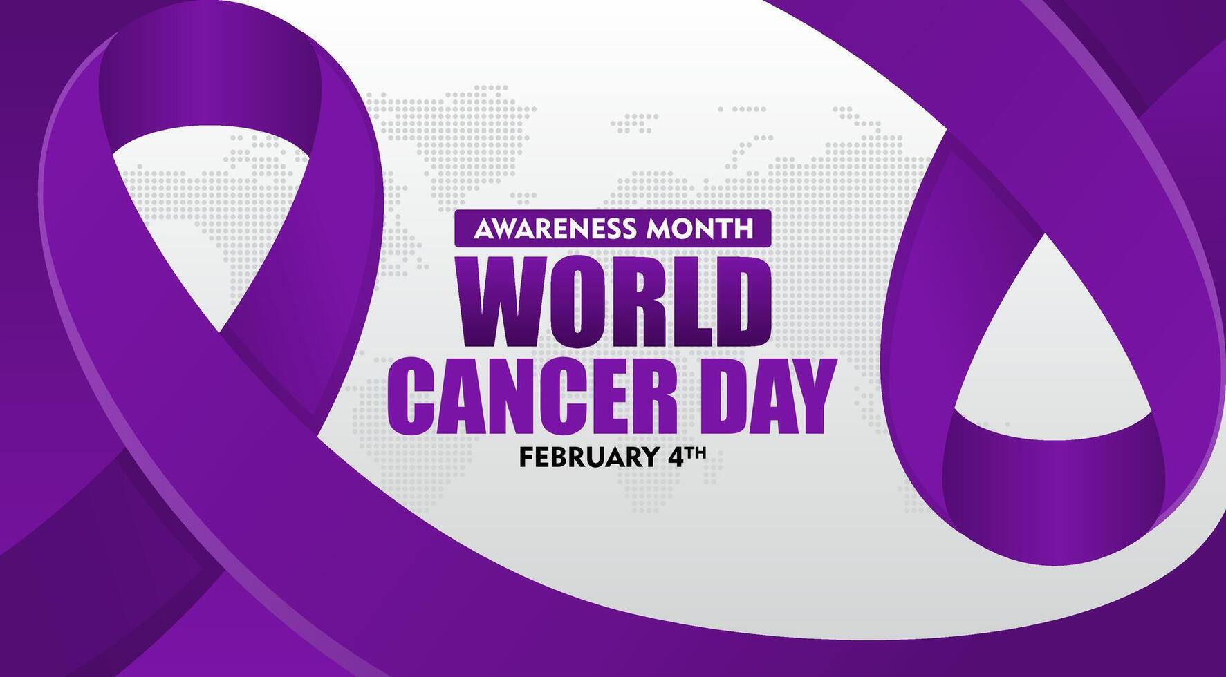 World Cancer Day concept. With flat design background and ribbon. For Poster or Banner Design for World Cancer Day 4 February vector