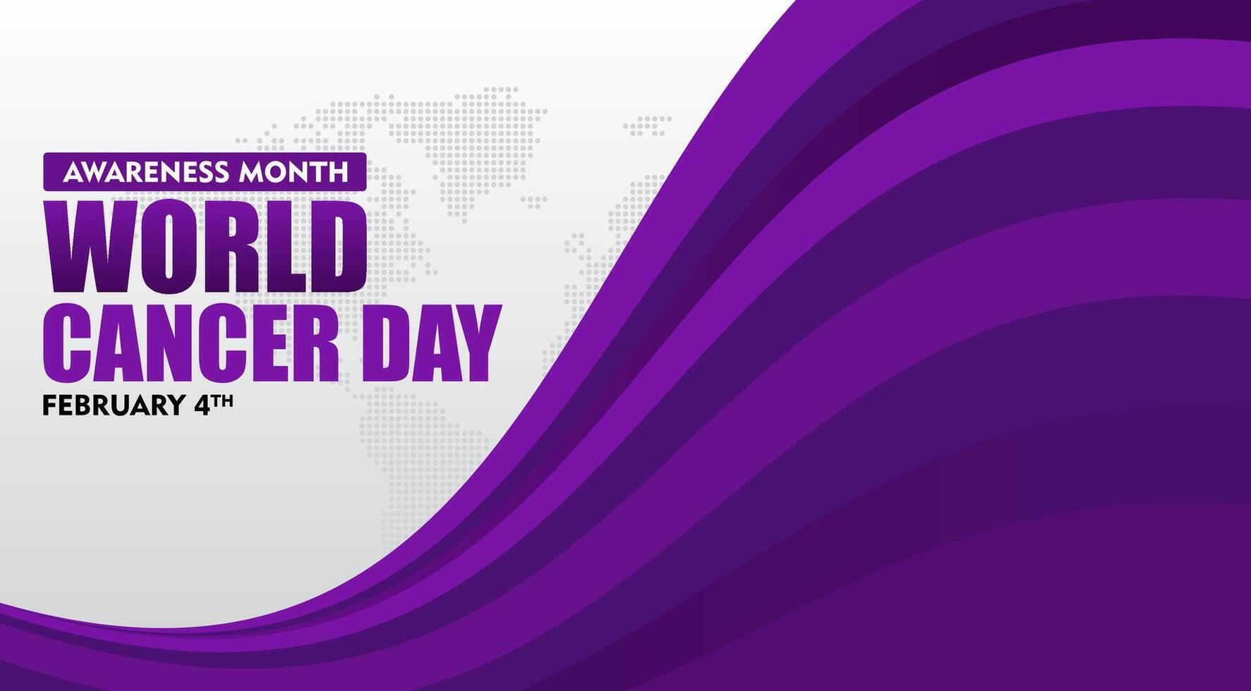 world cancer day background with purple waves vector