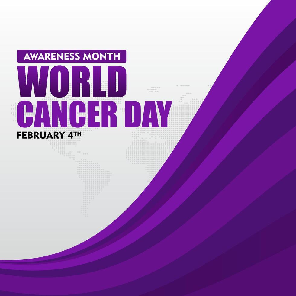 world cancer day background with purple wave for design banner and poster vector
