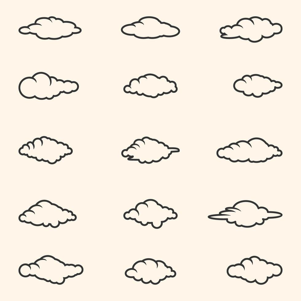Cloud icon set. Various shapes of clouds in this set. Perfect for decorating your design to make it more beautiful. vector
