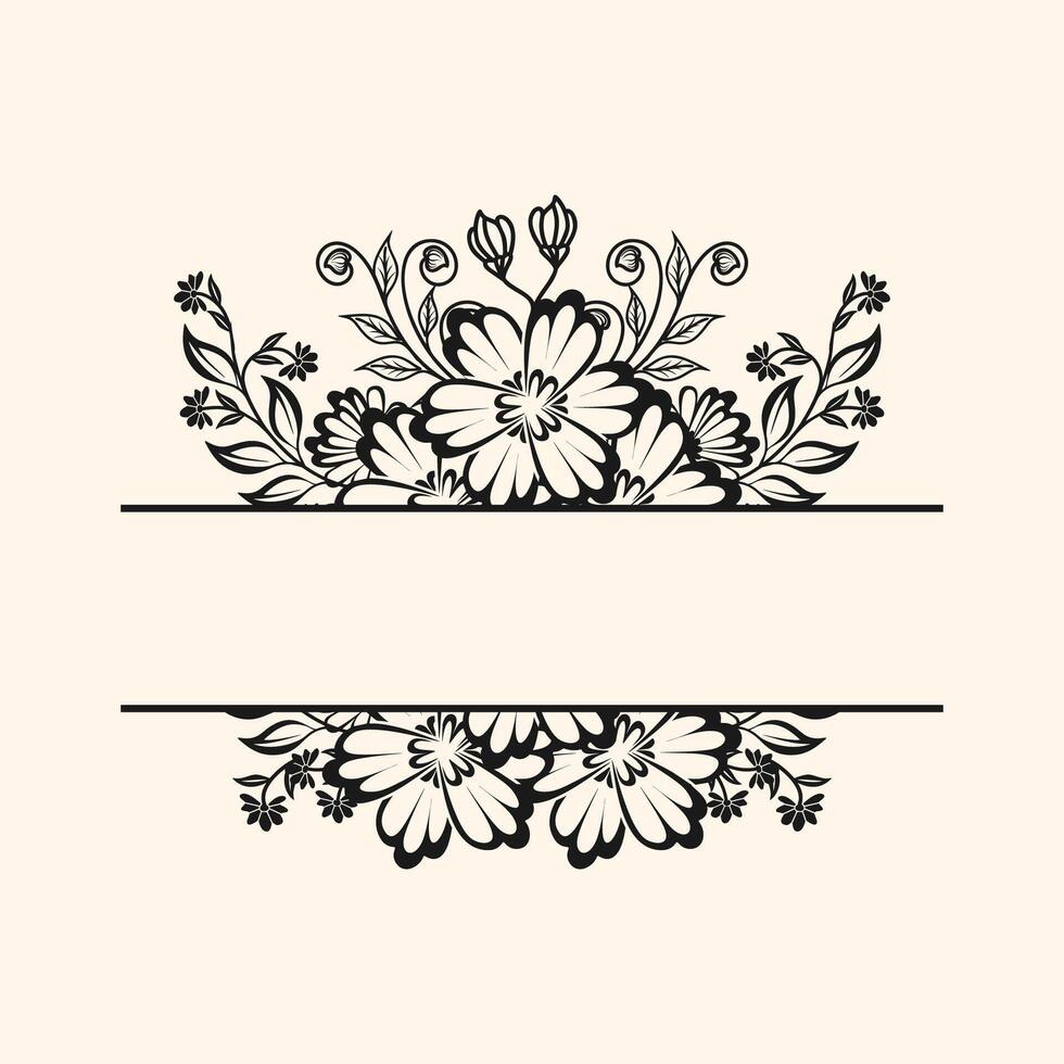 Floral Border. Beautiful carved lines into beautiful stems and flowers and combined with a border. Suitable for invitations, guest books, book covers, etc. vector