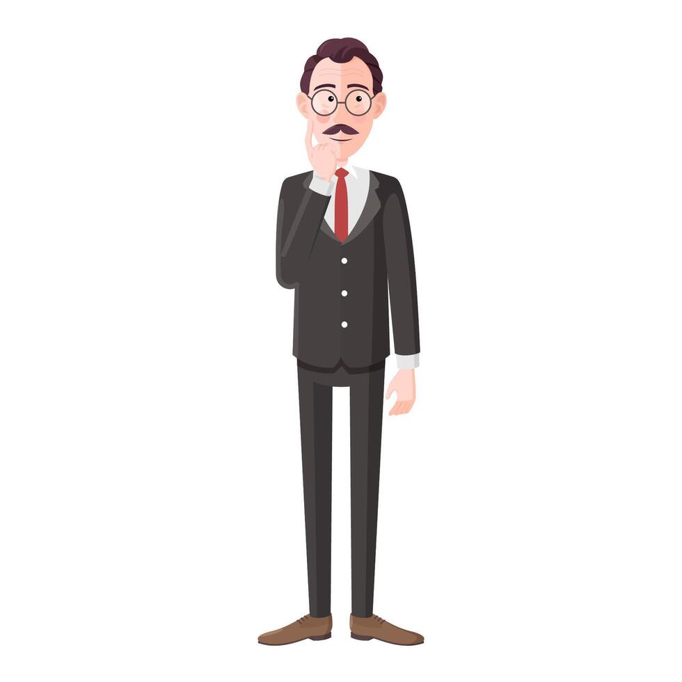 Cartoon Businessman Character Thinking and brainstorming, illustration vector