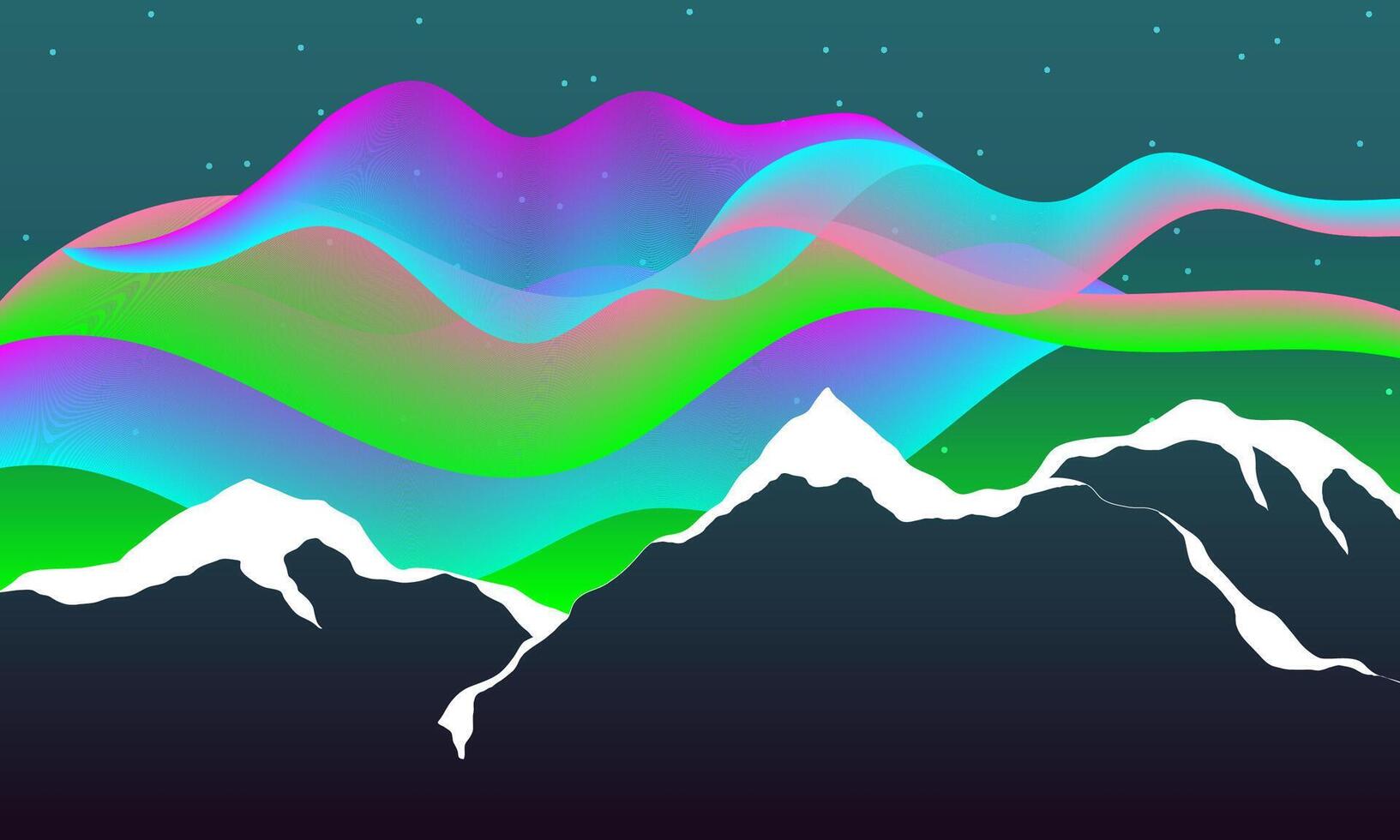 aurora borealis mountains night noir vector