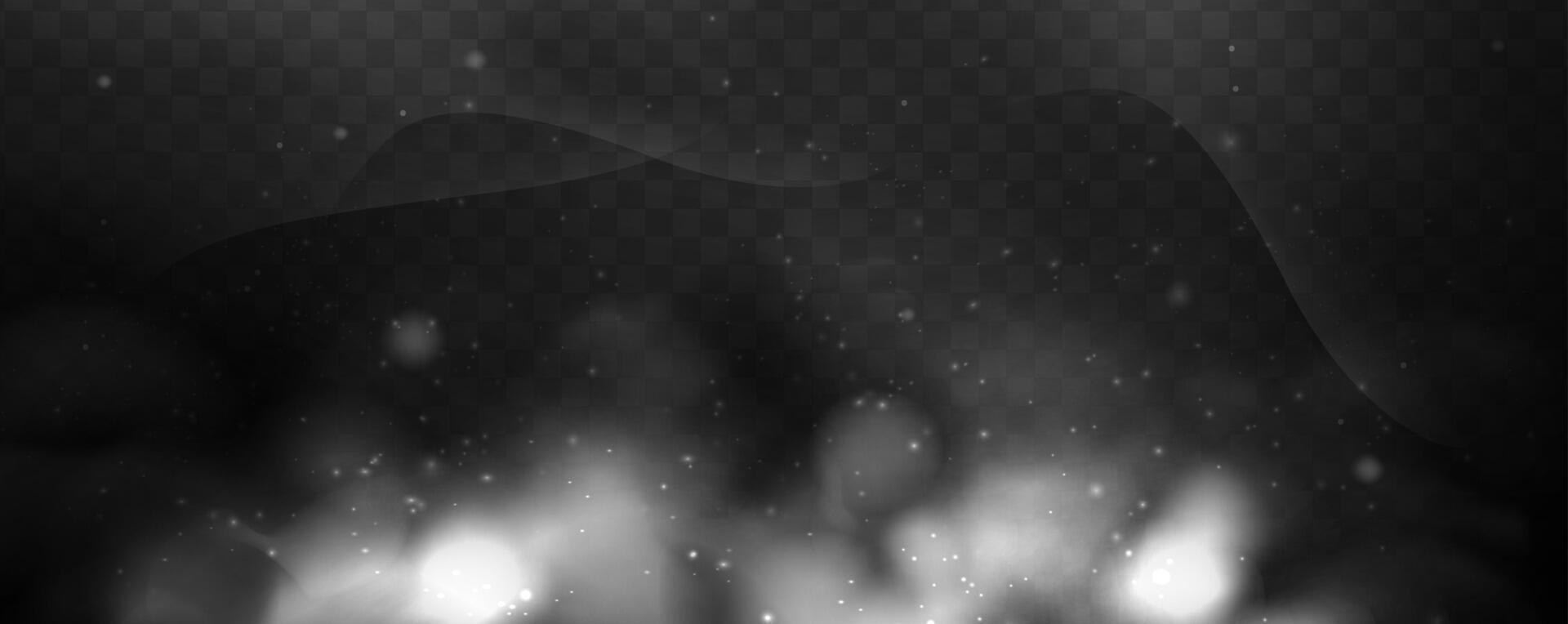 Illustration of gray abstract background with glowing particles. Smoke effect. Futuristic design. vector
