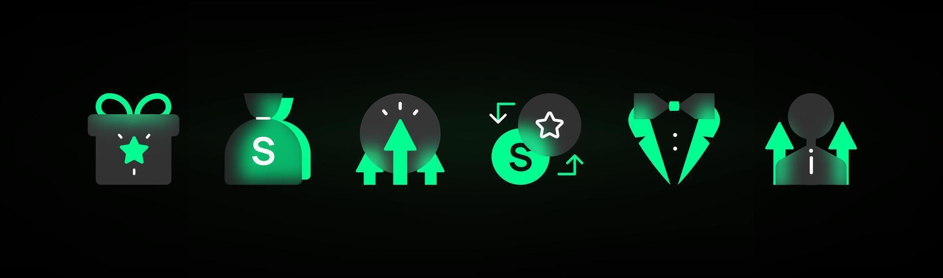 Glassmorphism icons. Realistic glassmorphism UI icons set. Collection of glassmorphism gradient elements for your design. vector