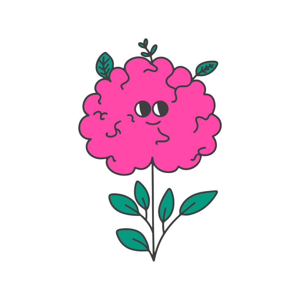 Healthy mental health concept. Brain with leaves. Recovery concept. vector