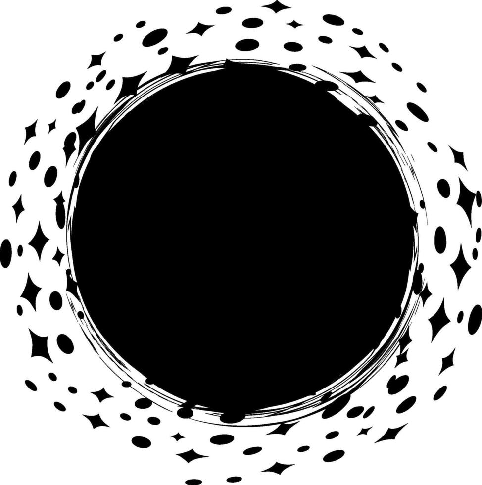 Black and white grunge circle frame. Abstract background. vector