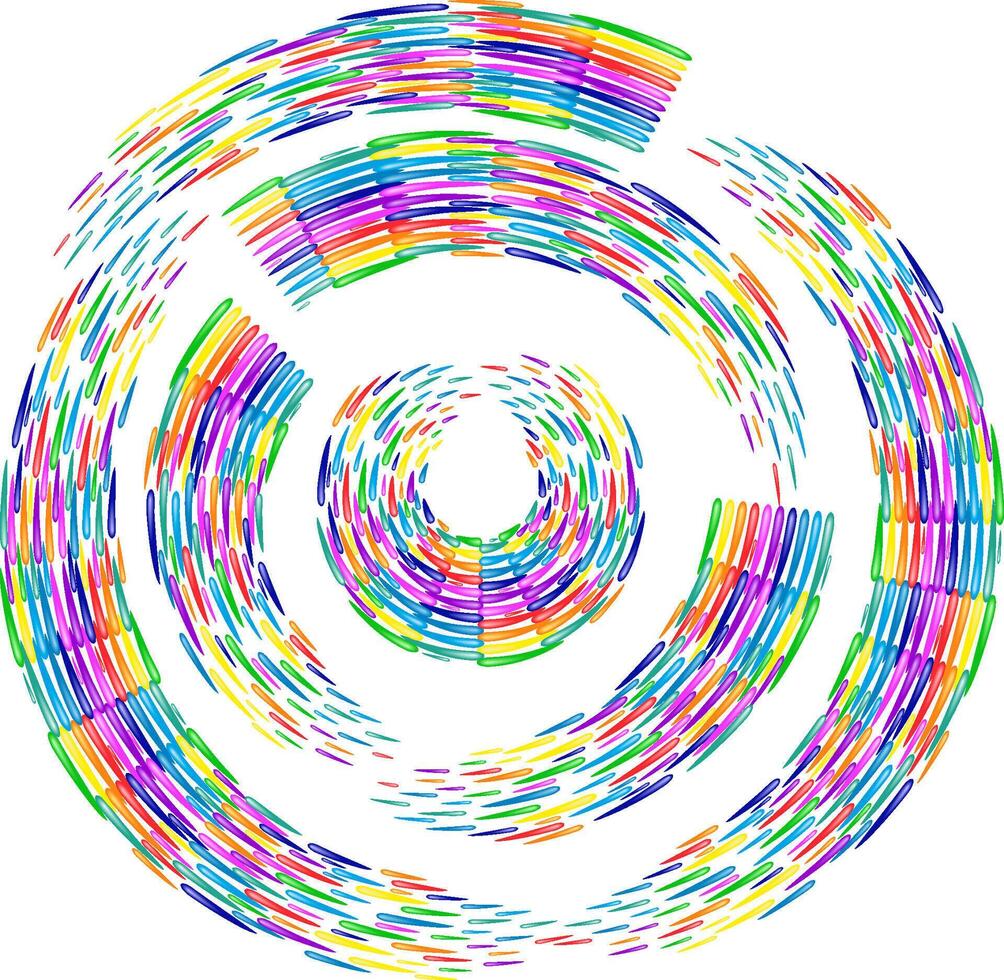 Colorful spiral, swirl, twirl element. Radial, radiating lines. Circular, concentric circles vector