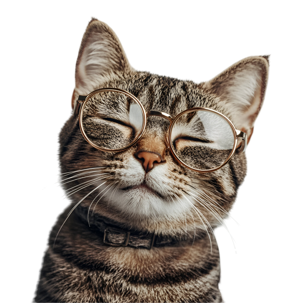 a cat wearing glasses on a transparent background png