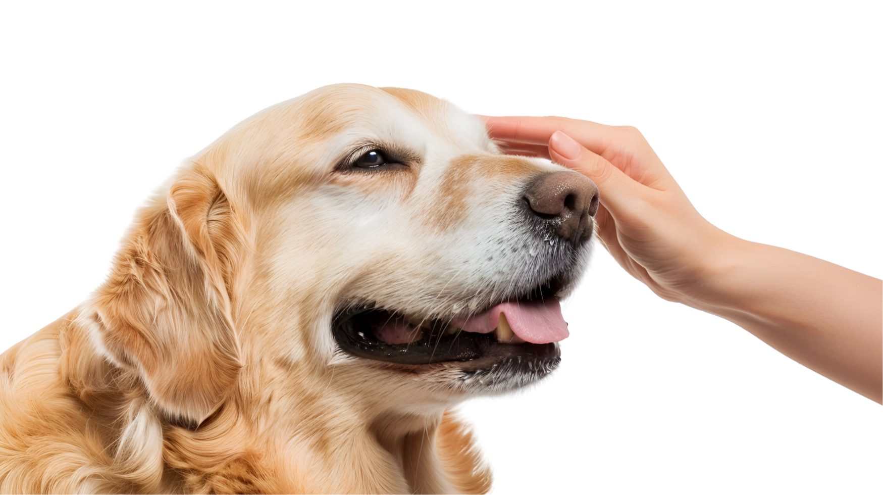 a golden retriever is being pet by a person png
