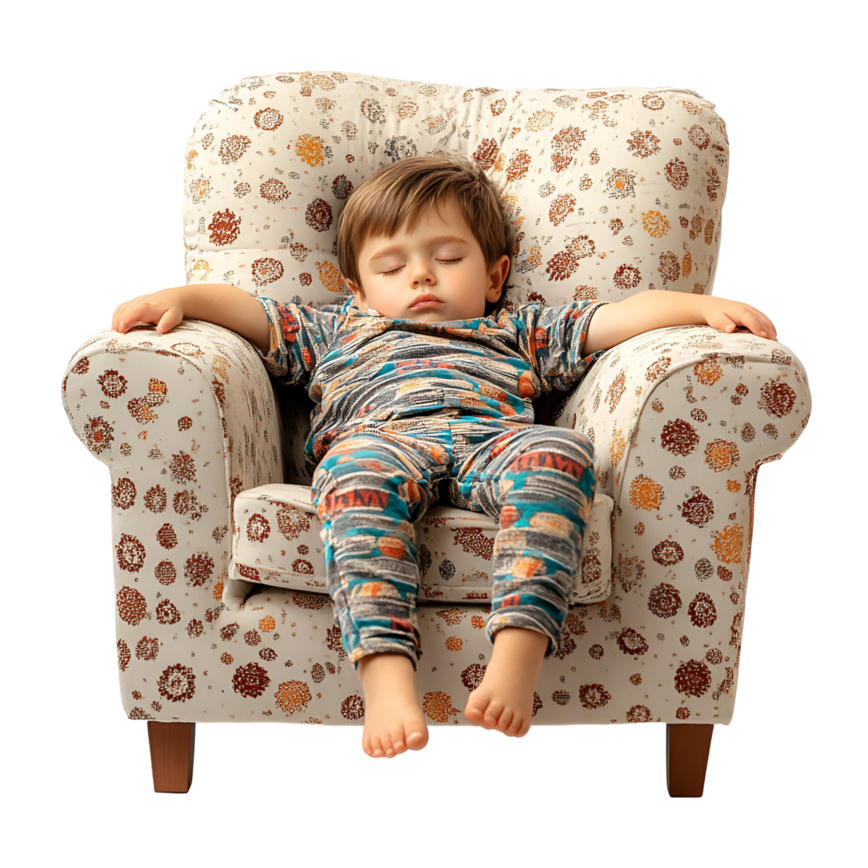 a little boy sleeping in a chair png