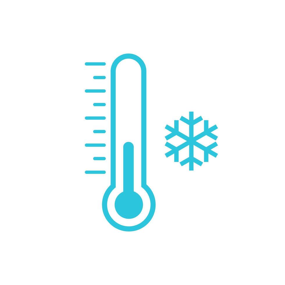 Freeze icon, Thermometer with snowflakes. Isolated on white background. Blue icon set. vector