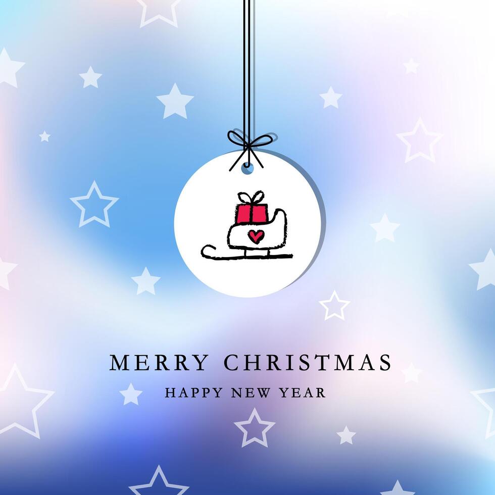 Merry Christmas with Sparkling Stars Above. Happy new year card. vector