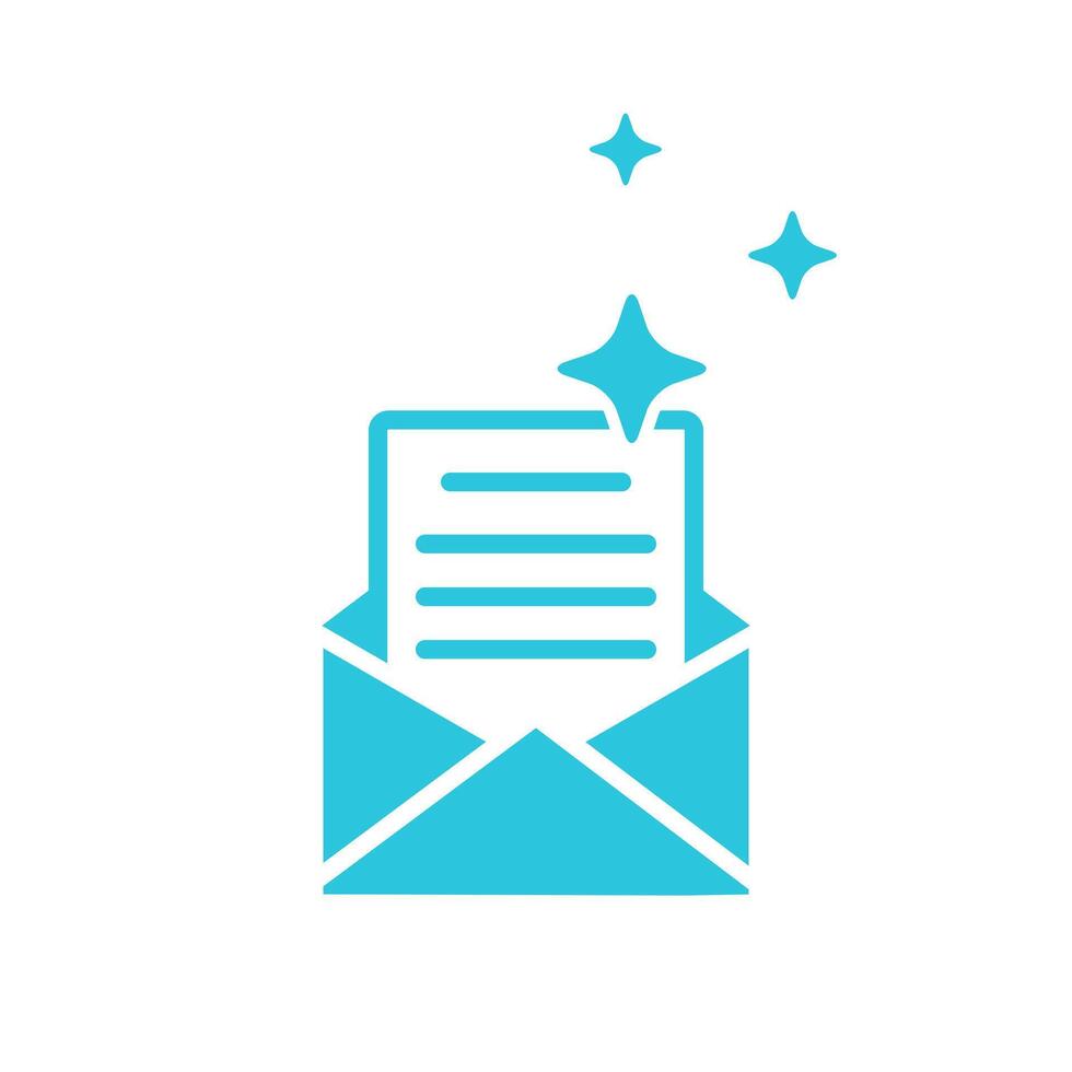 Open letter icon. Letter of kindness. Isolated on white background. Blue icon set vector