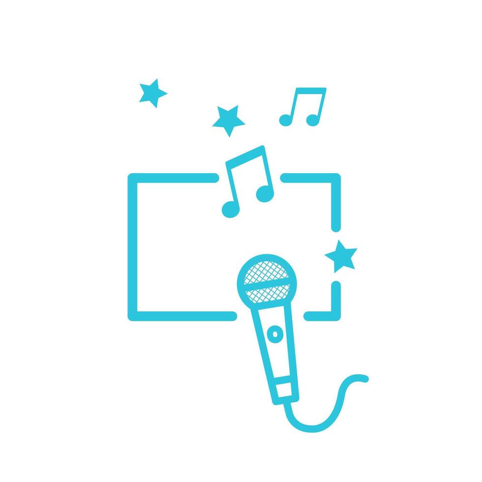Karaoke microphone icon. Isolated on white background. Blue icon set vector