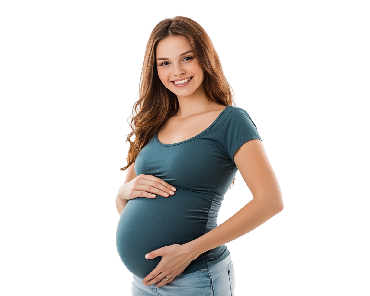 pregnant woman standing with her hands on her belly png