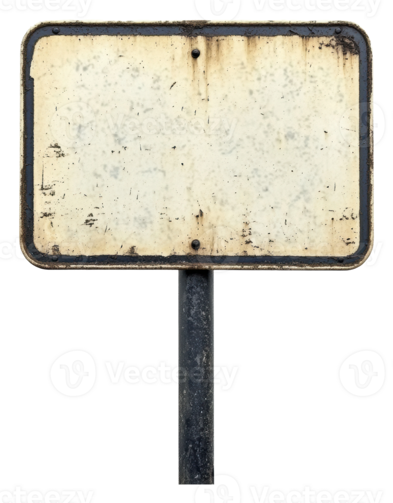 Empty weathered sign standing alone in a field png