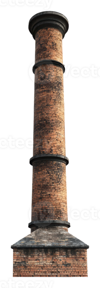 Tall brick chimney on plain backdrop png