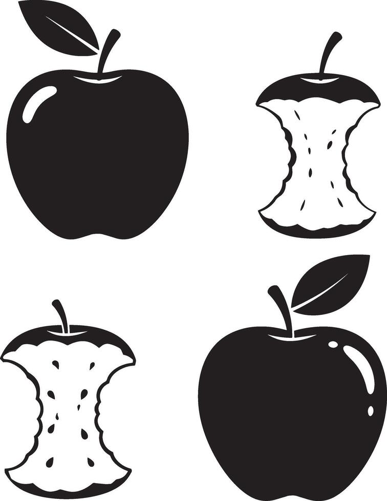 Creative Collection of Apple Art Illustrations on White Background vector