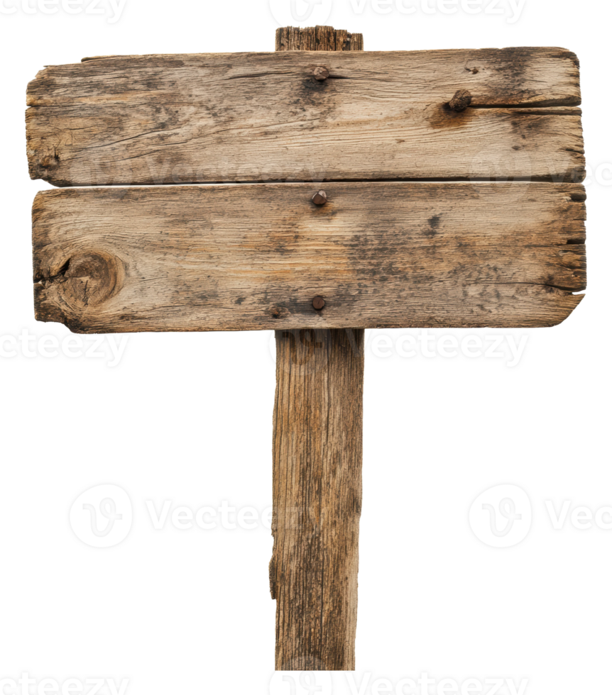 Weathered wooden signpost standing on its own png