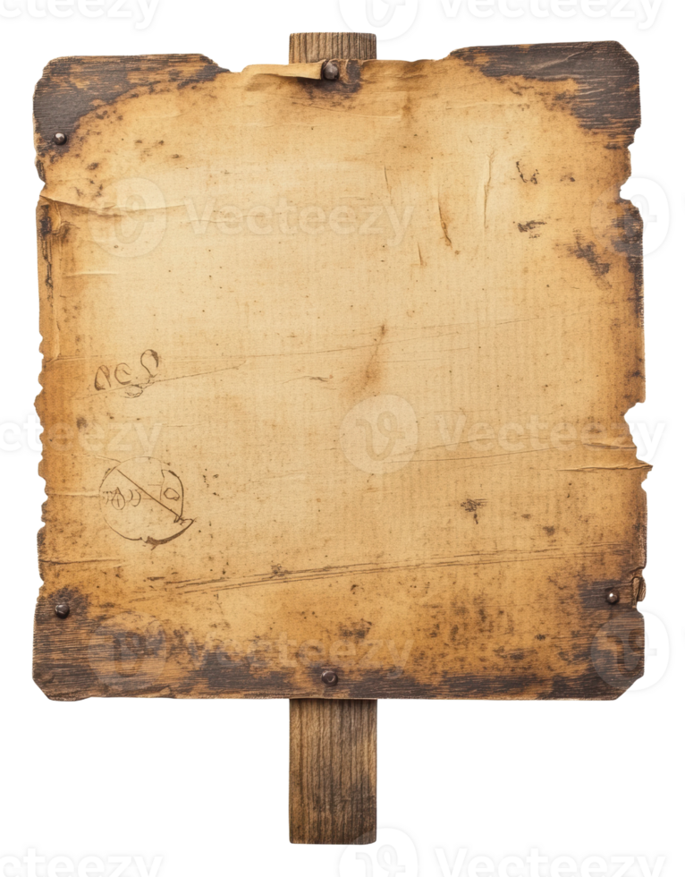 A weathered wooden sign ready for customization png