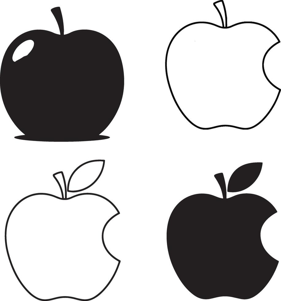 High-Quality Bundle of Apple Art Illustrations on White Background vector