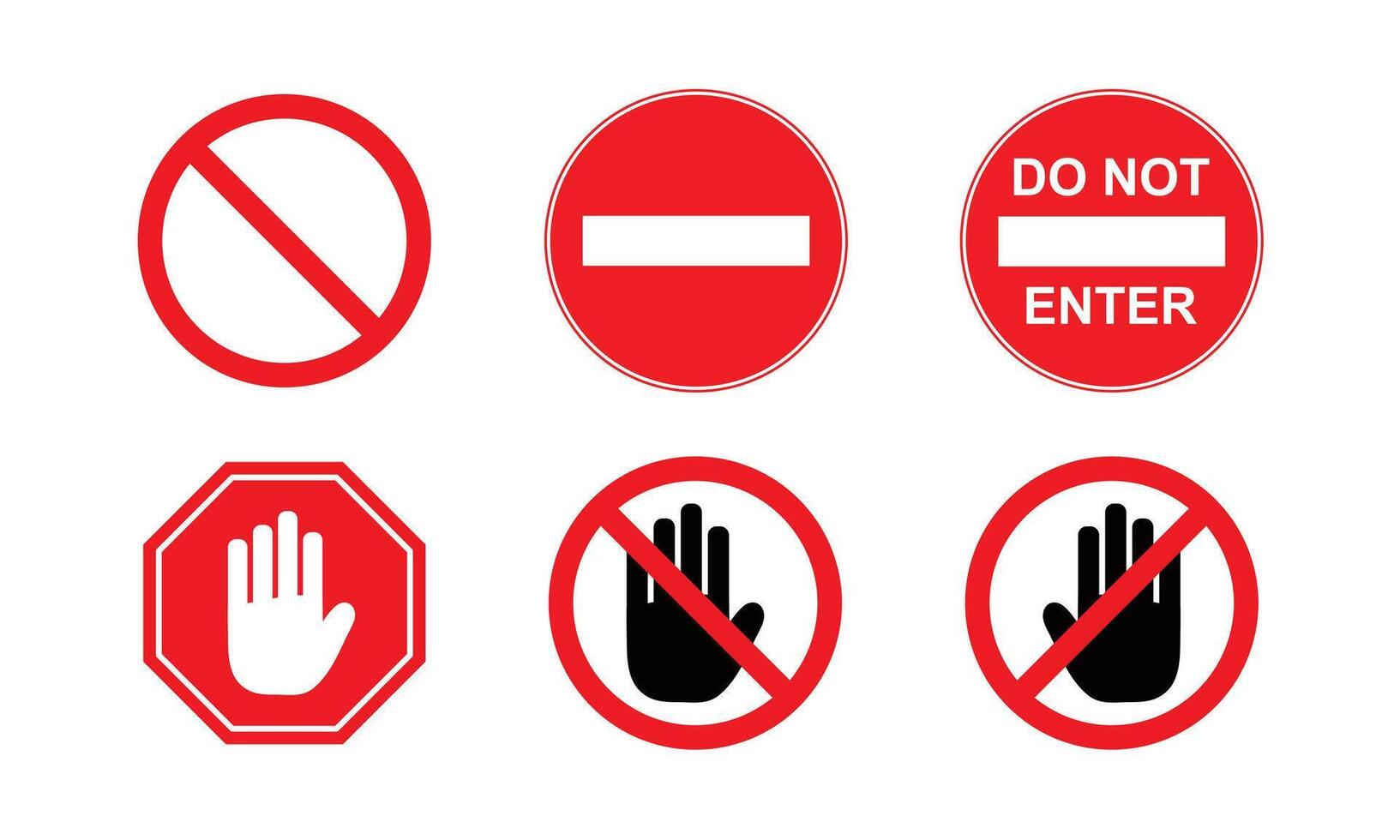 Prohibited Entry Signs. Do Not Enter. No Entry Signs. vector