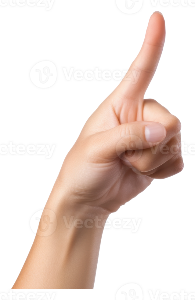 Hand raised with index finger pointing upwards png