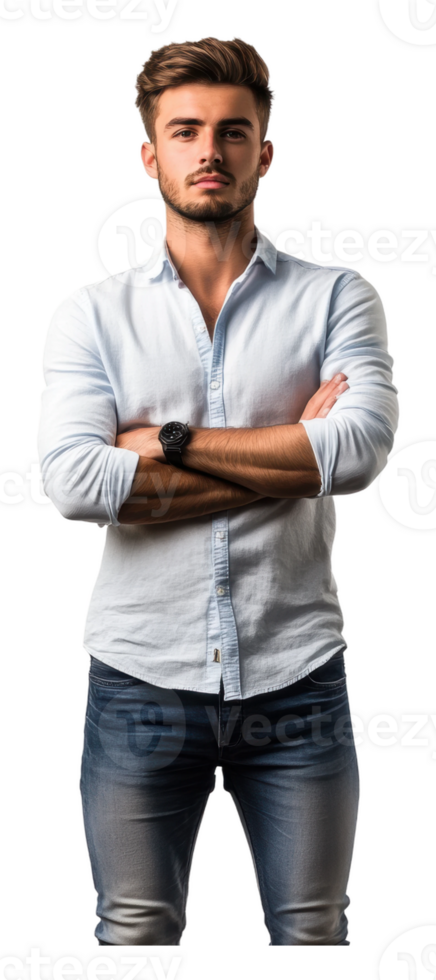 Young man confidently posing in casual attire png