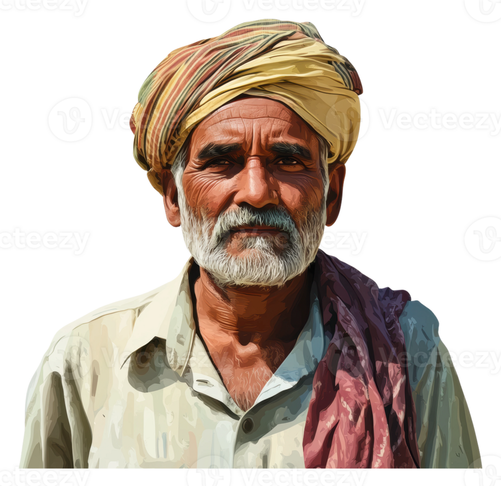 Elderly man in traditional attire outside png