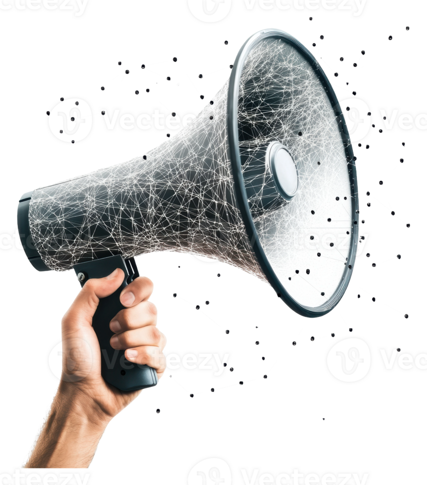 A person holding a megaphone with a creative twist png