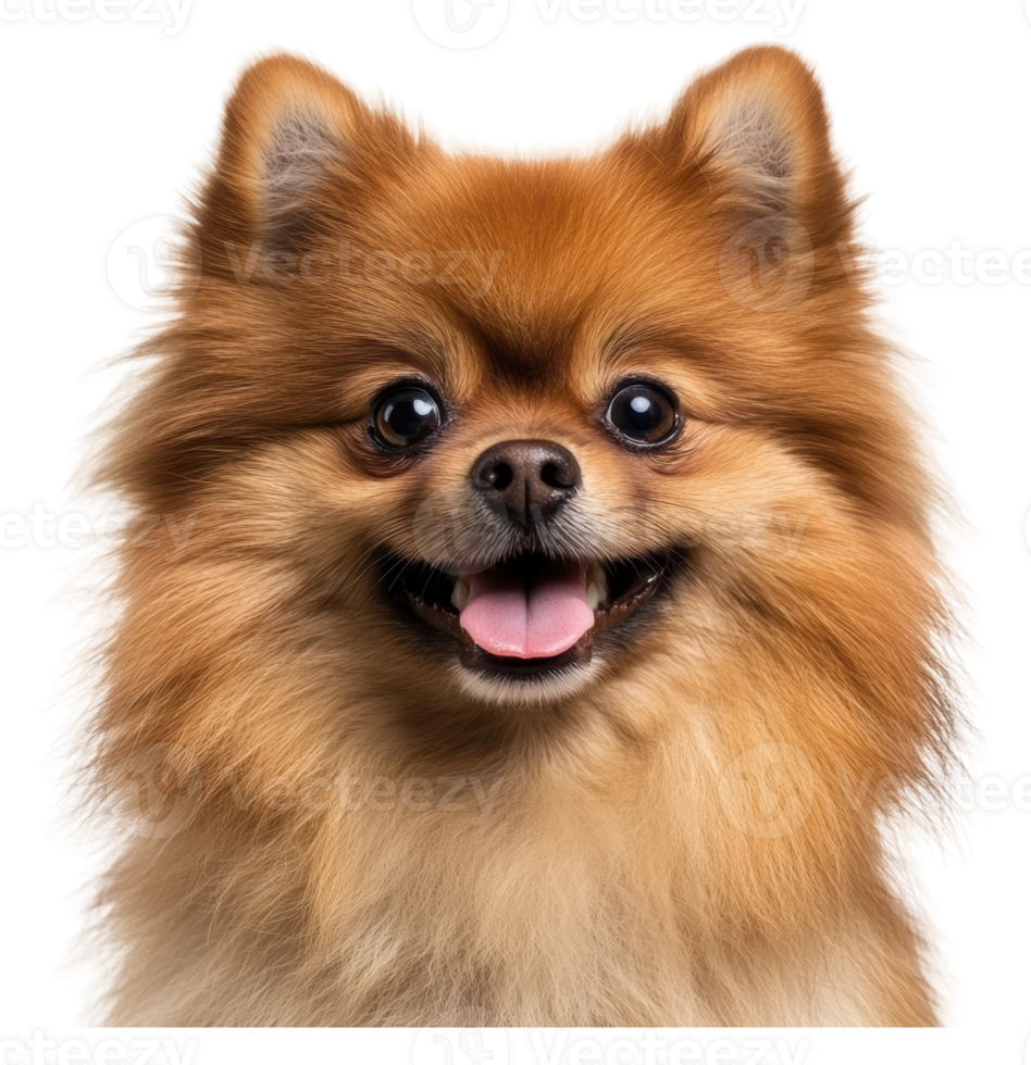 Friendly Pomeranian smiling in bright setting png