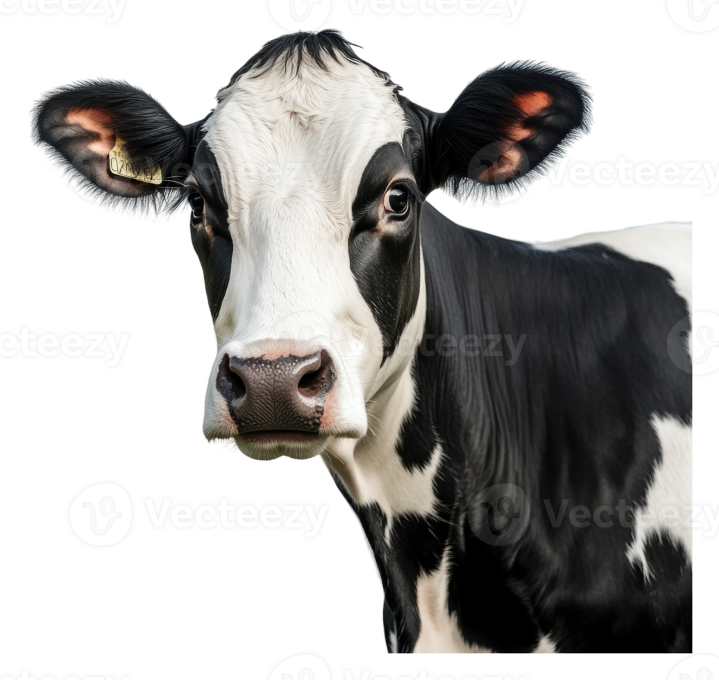 A close-up view of a curious Holstein calf png