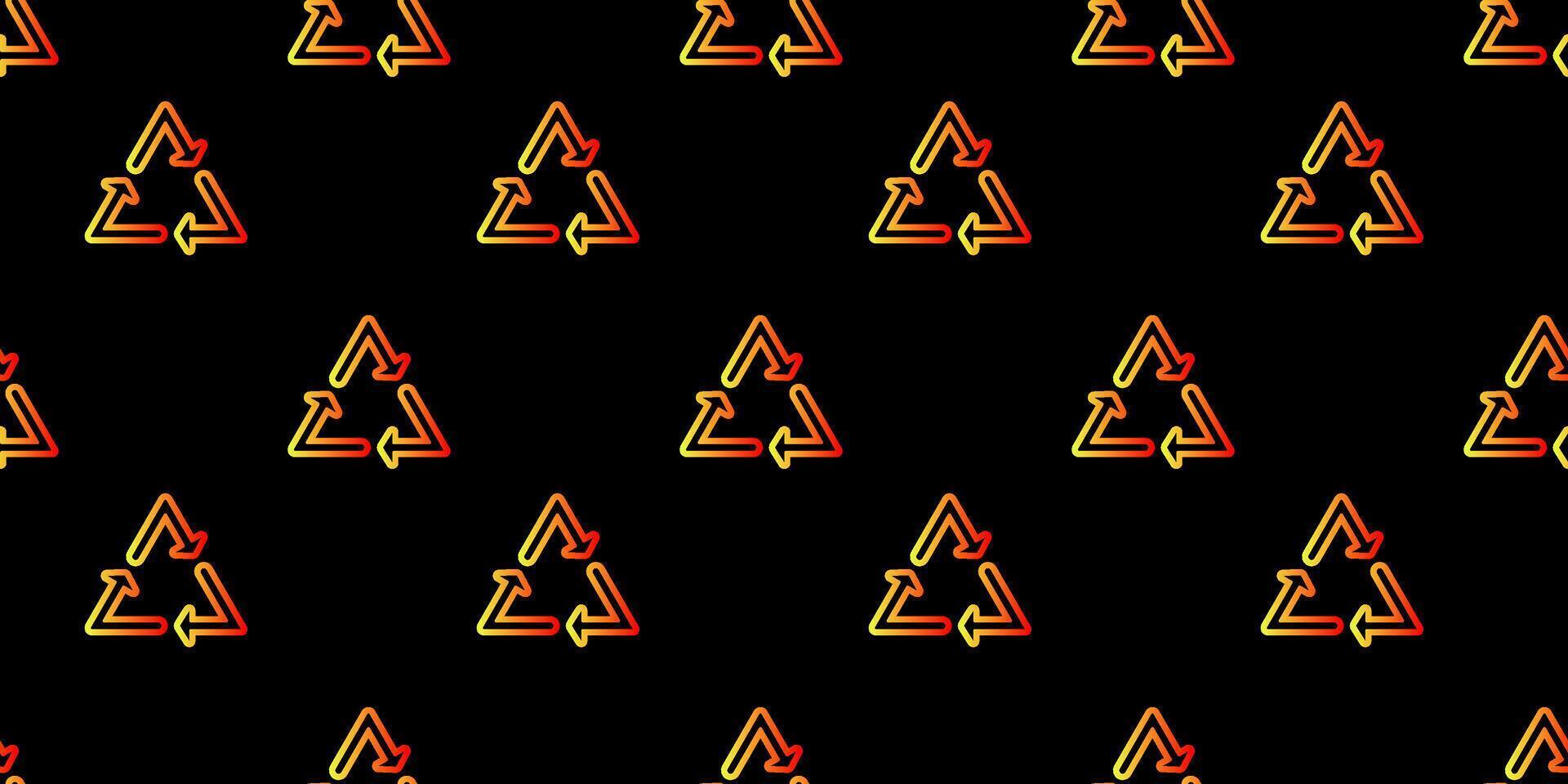 Bright neon recycling symbols create a striking pattern on a dark background vector