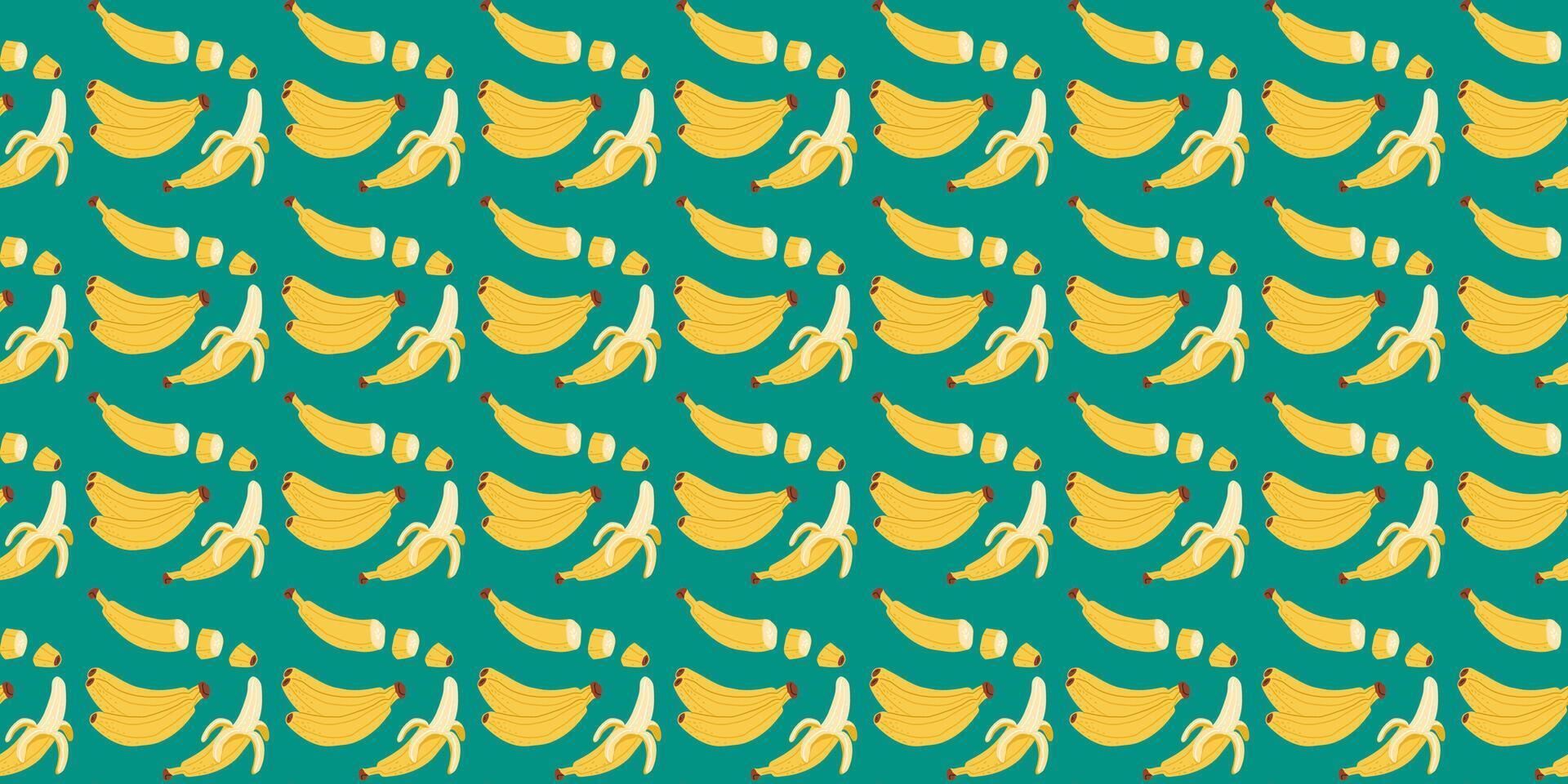 Colorful pattern of bananas on a vibrant background depicting cheerful fruit design elements vector
