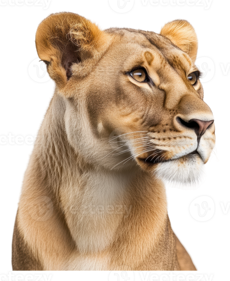 A lioness gazing thoughtfully in a serene setting png