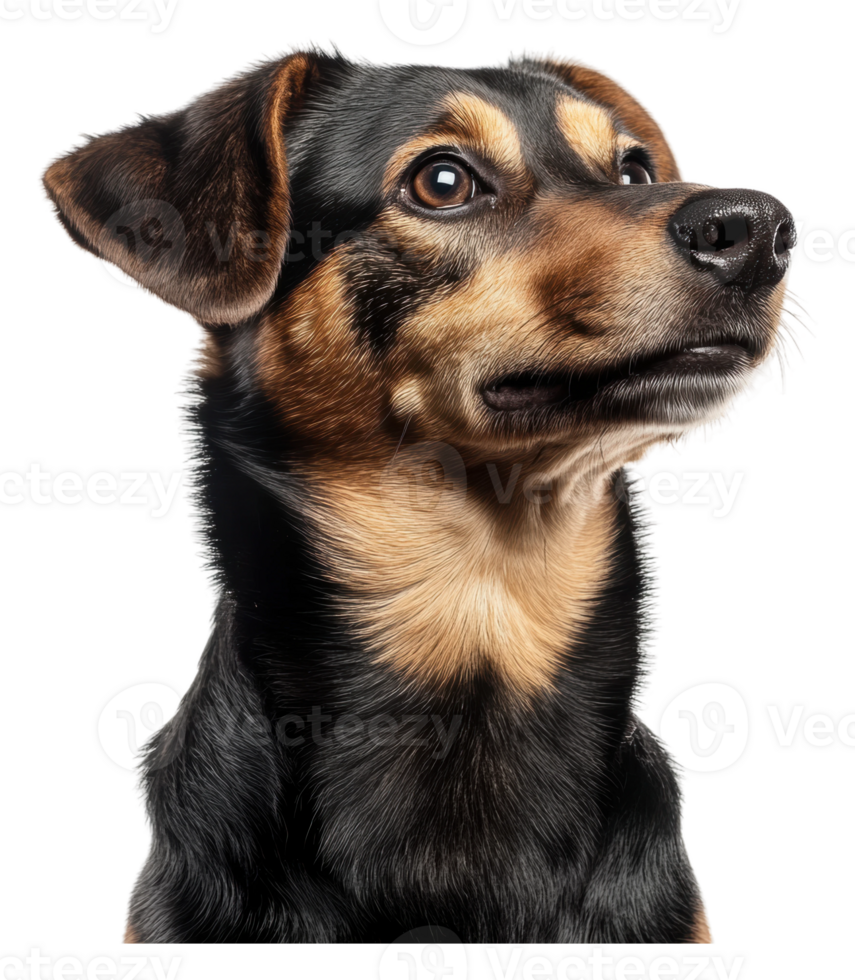 Portrait of a curious dog with alert expression png