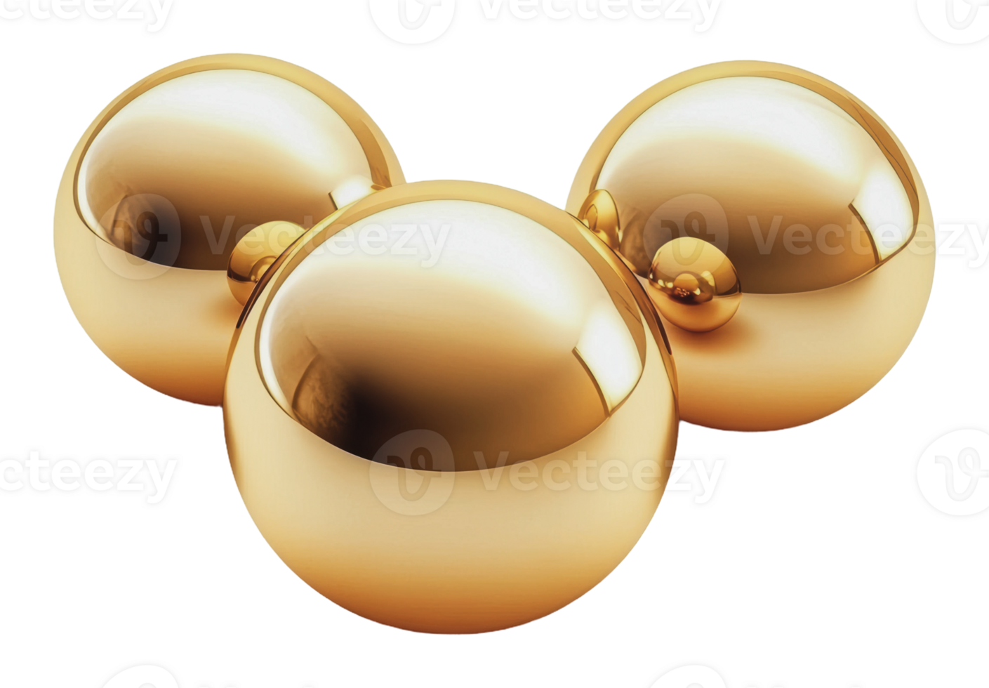 Golden spheres in a triangle shape png