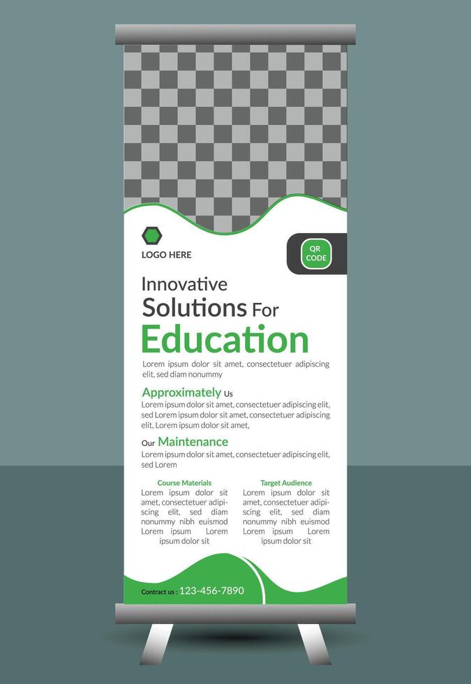 Modern creative corporate business stand rollup template, Education rollup banner design template vector