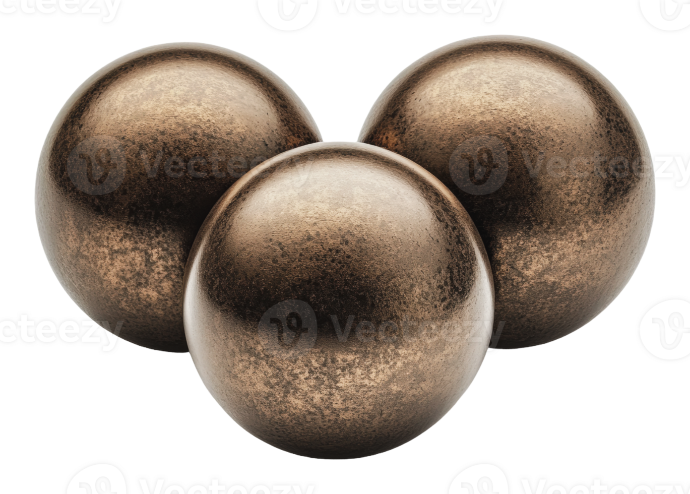 3 metallic spheres in a triangle png