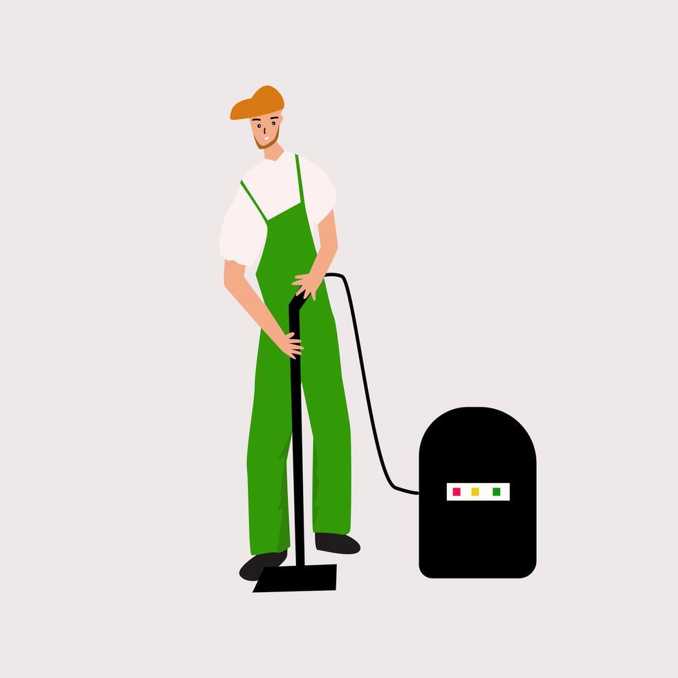 Cleaning service is cleaning the room with a vacuum, for designing cleanliness banner posters vector