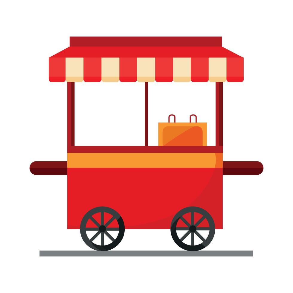 Illustration of Red food cart isolated on white vector