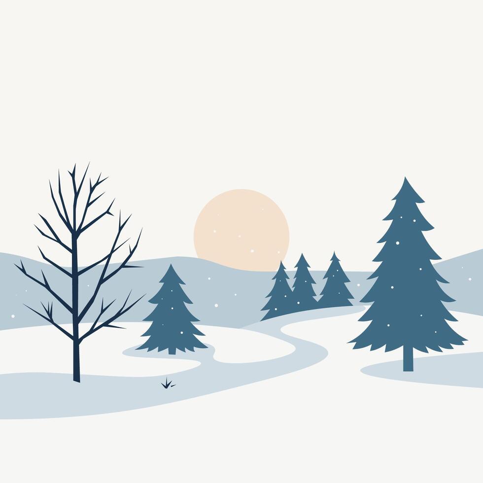 Winter Wonderland Landscape Illustration vector