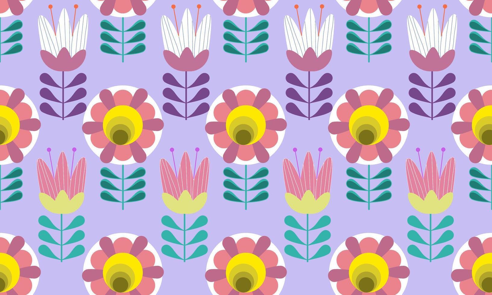 Geometric flowers for pattern a fabric white and pink color and purple background designs vector